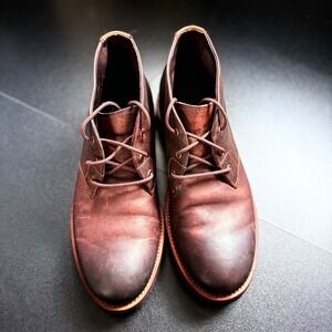 H.S. Trask leather Men Sz 9‎ Brown Chukka Ankle Boots durable Chelsea distressed